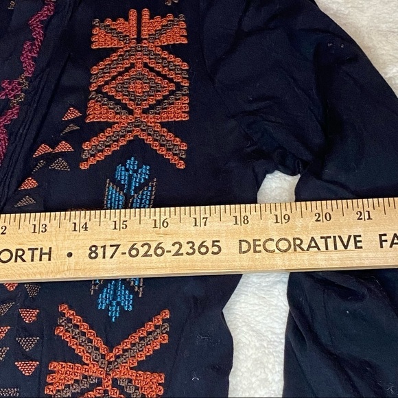 Johnny Was Sz Small Black Embroidered Open Front Shrug Tunic - Picture 11 of 11